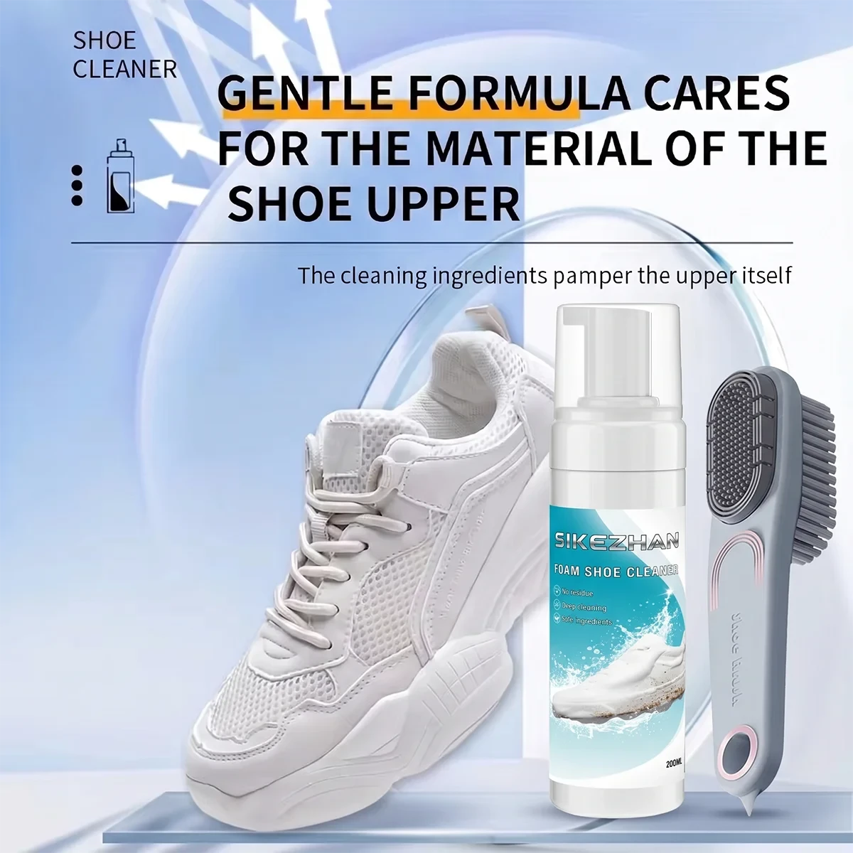 Good Feet Professional Shoe Cleaning Kit with Foam Cleaner and Dual-Sided Brush