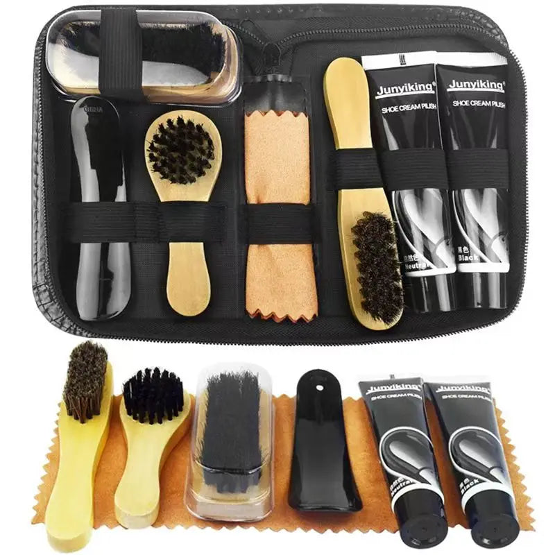 Good Feet Leather Shoe Polish and Cleaning Kit with Brush Set