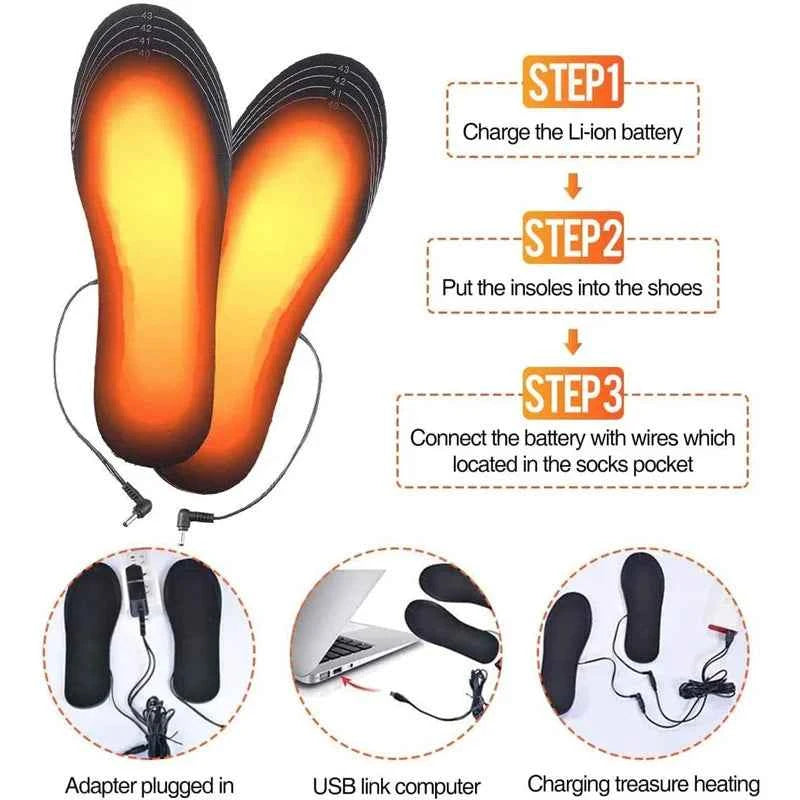 Good Feet USB Heated Insoles Electric Foot Warming Pads in Black