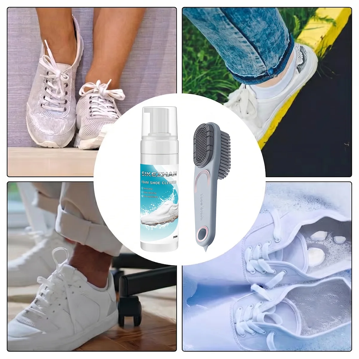 Good Feet Professional Shoe Cleaning Kit with Foam Cleaner and Dual-Sided Brush