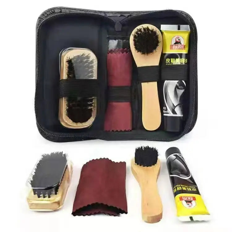 Good Feet Leather Shoe Polish and Cleaning Kit with Brush Set