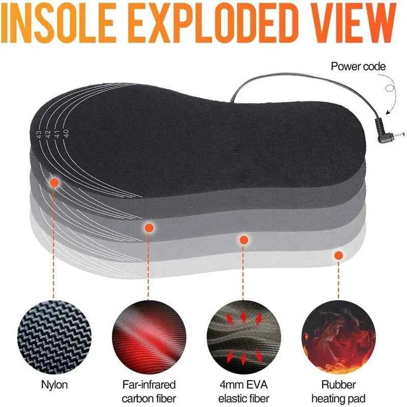Good Feet USB Heated Insoles Electric Foot Warming Pads in Black