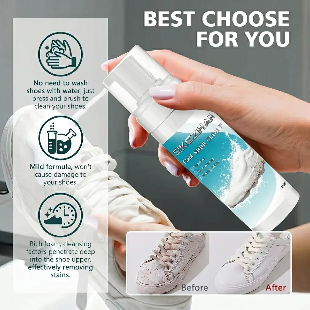 Good Feet Professional Shoe Cleaning Kit with Foam Cleaner and Dual-Sided Brush