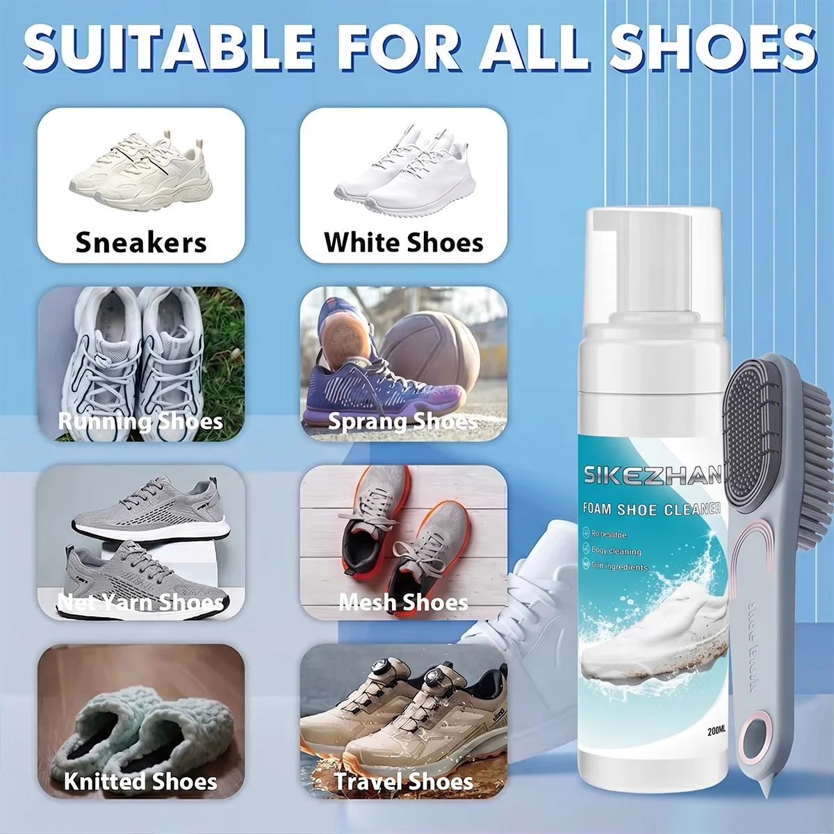 Good Feet Professional Shoe Cleaning Kit with Foam Cleaner and Dual-Sided Brush