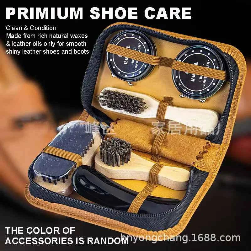 Good Feet Leather Shoe Polish and Cleaning Kit with Brush Set